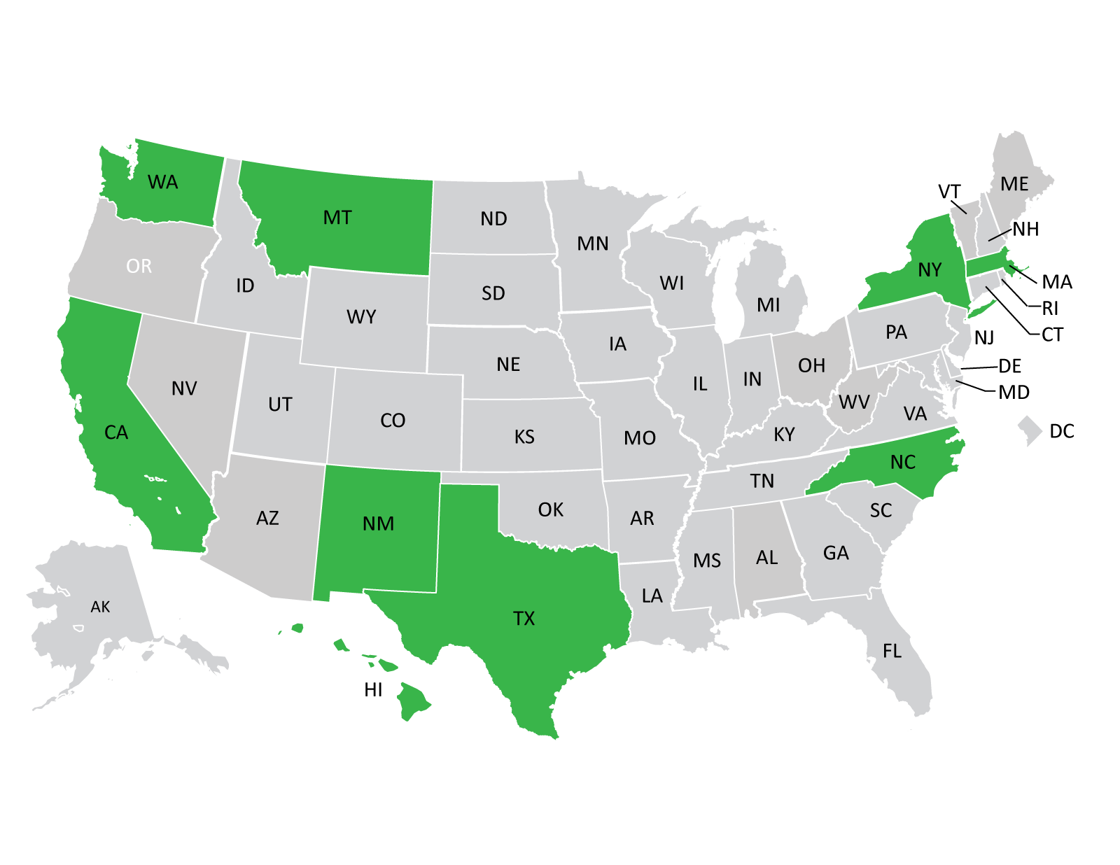 States involved in the RWJF Academic Progression in Nursing program